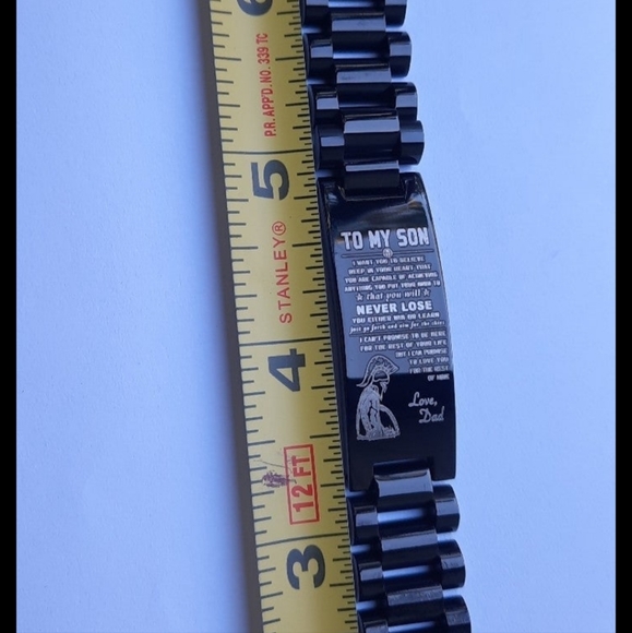 Black Stainless Steel link 'Gift to Son' Bracelet - Picture 3 of 12